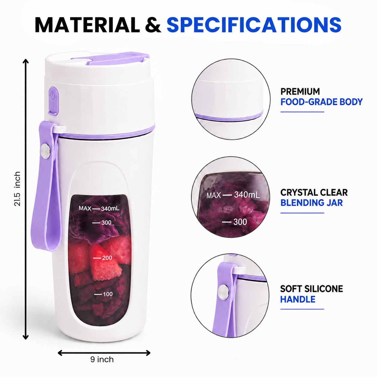 SnapBlend Portable Smoothie Blender- Purple