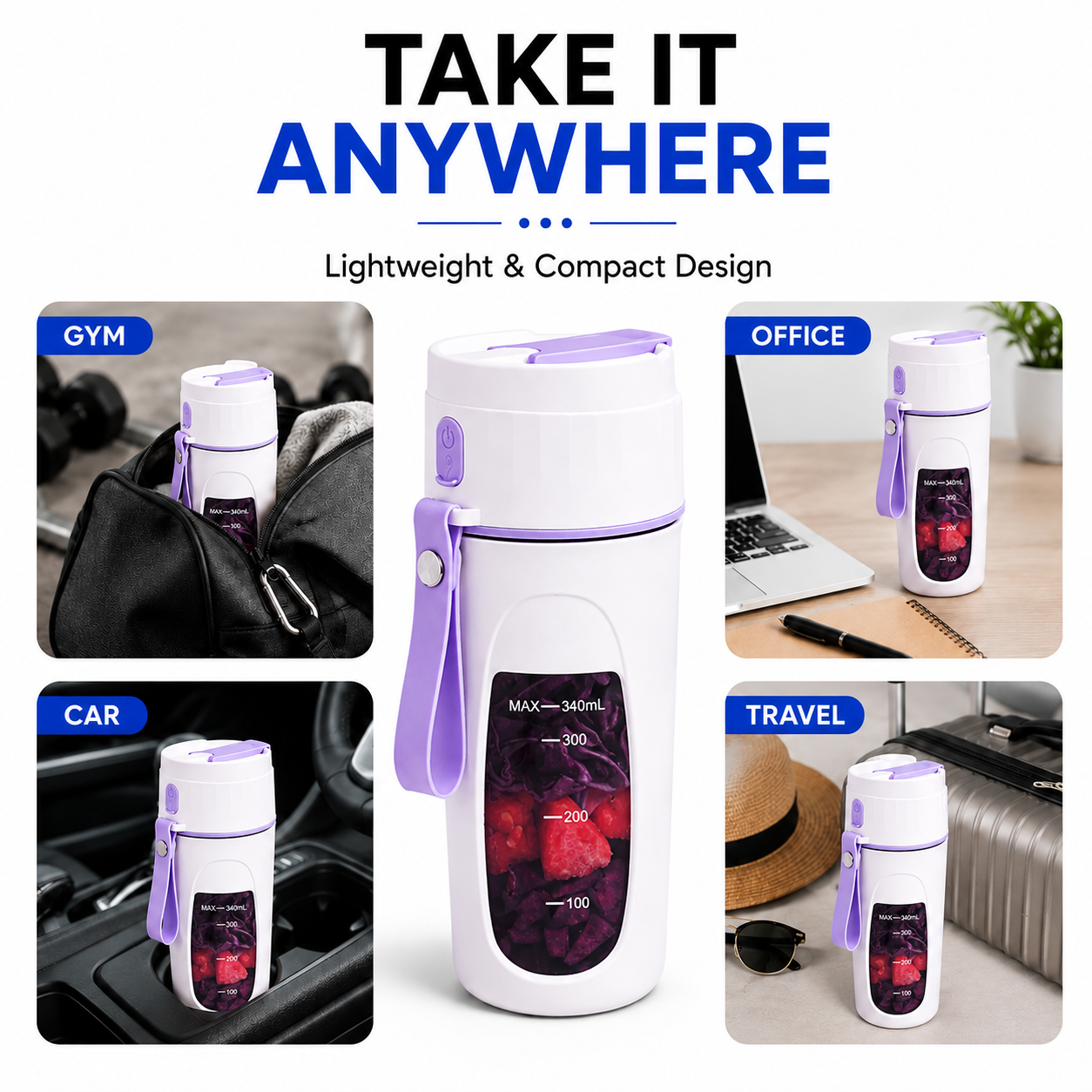 SnapBlend Portable Smoothie Blender- Purple
