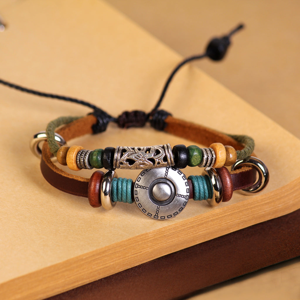 Classic Leather Bracelet With Charm