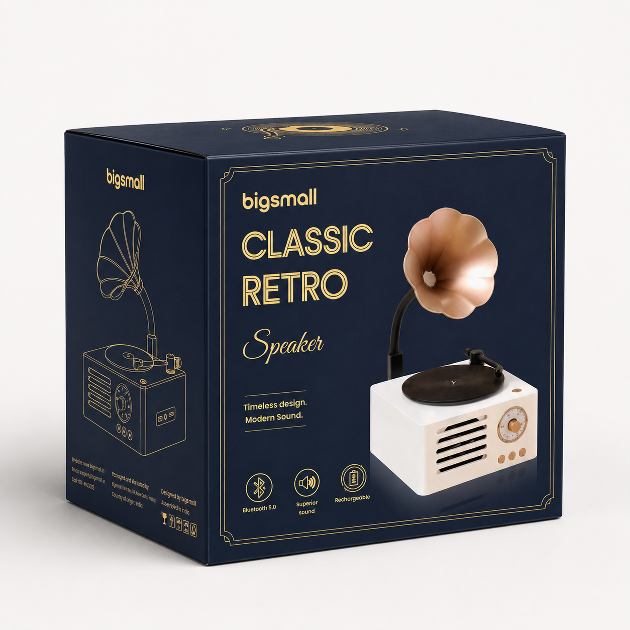 Classic Retro Gramophone Bluetooth Speaker with FM Radio