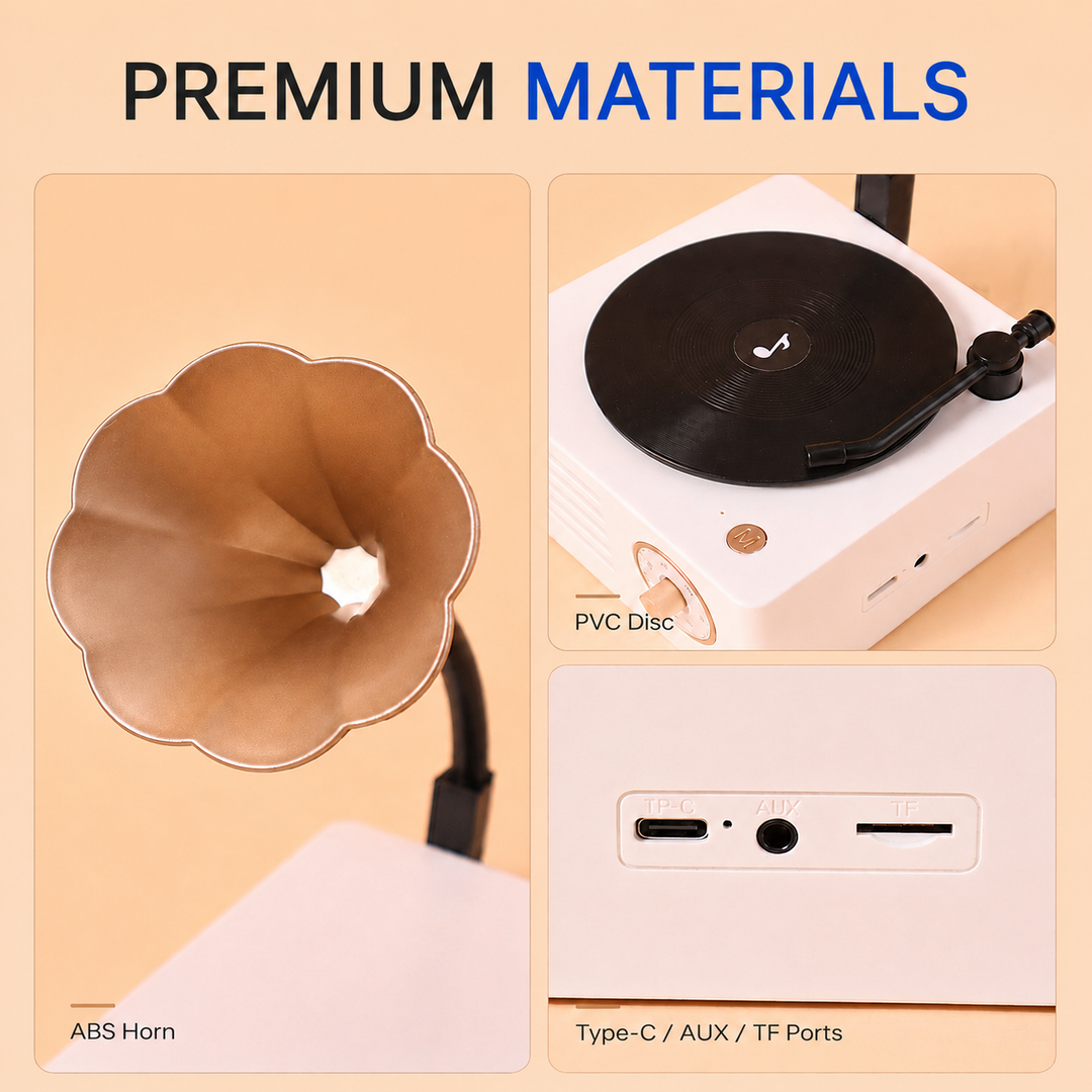 Classic Retro Gramophone Bluetooth Speaker with FM Radio