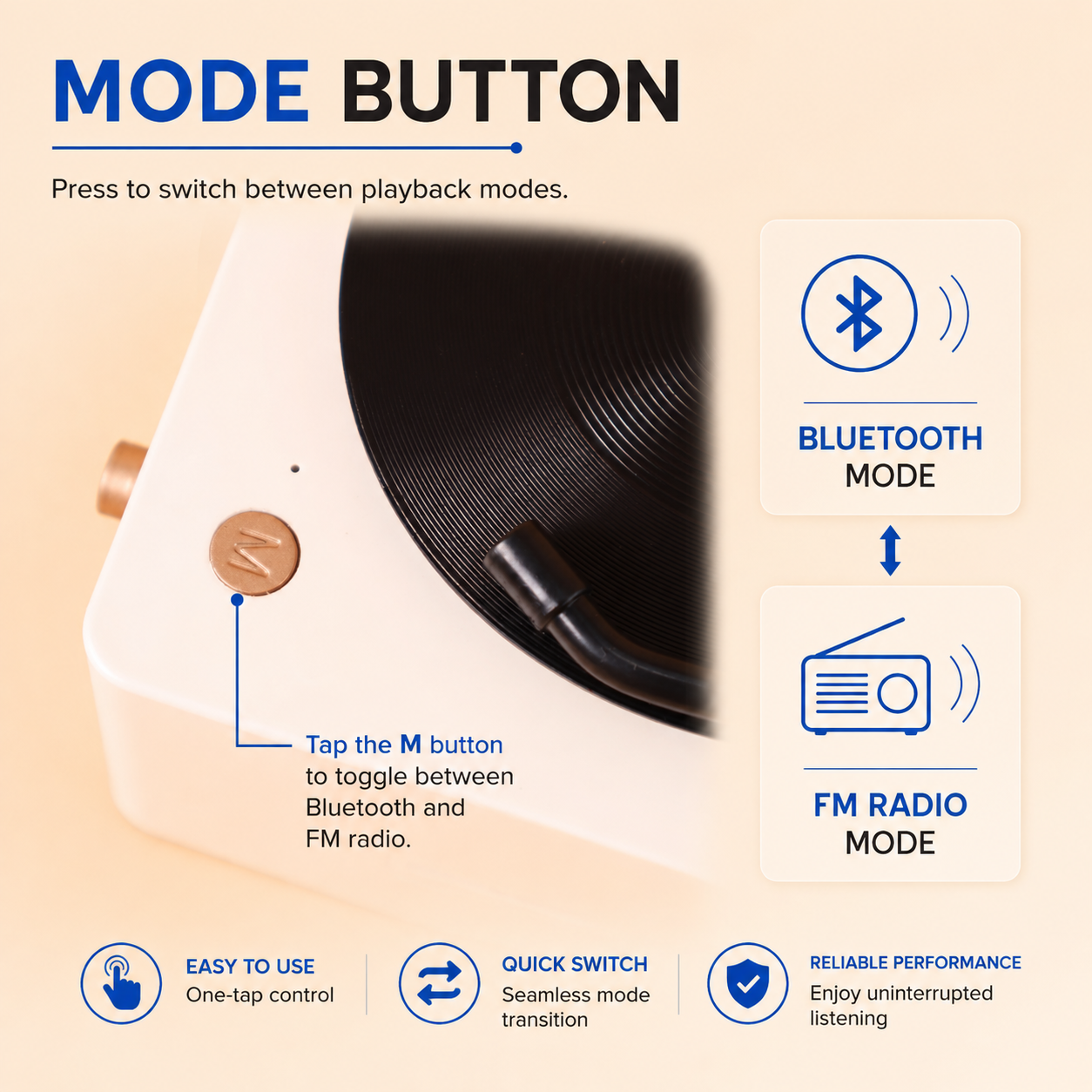 Classic Retro Gramophone Bluetooth Speaker with FM Radio