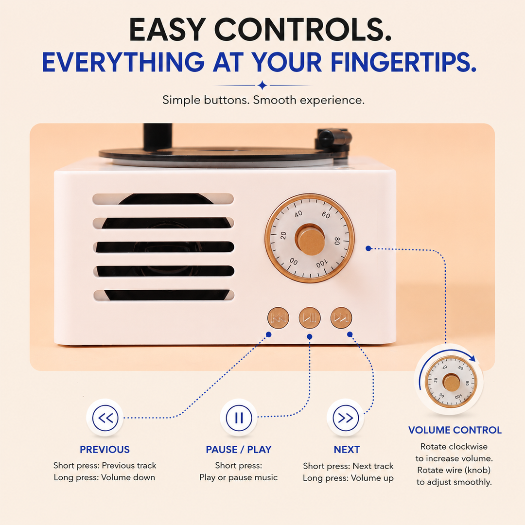 Classic Retro Gramophone Bluetooth Speaker with FM Radio