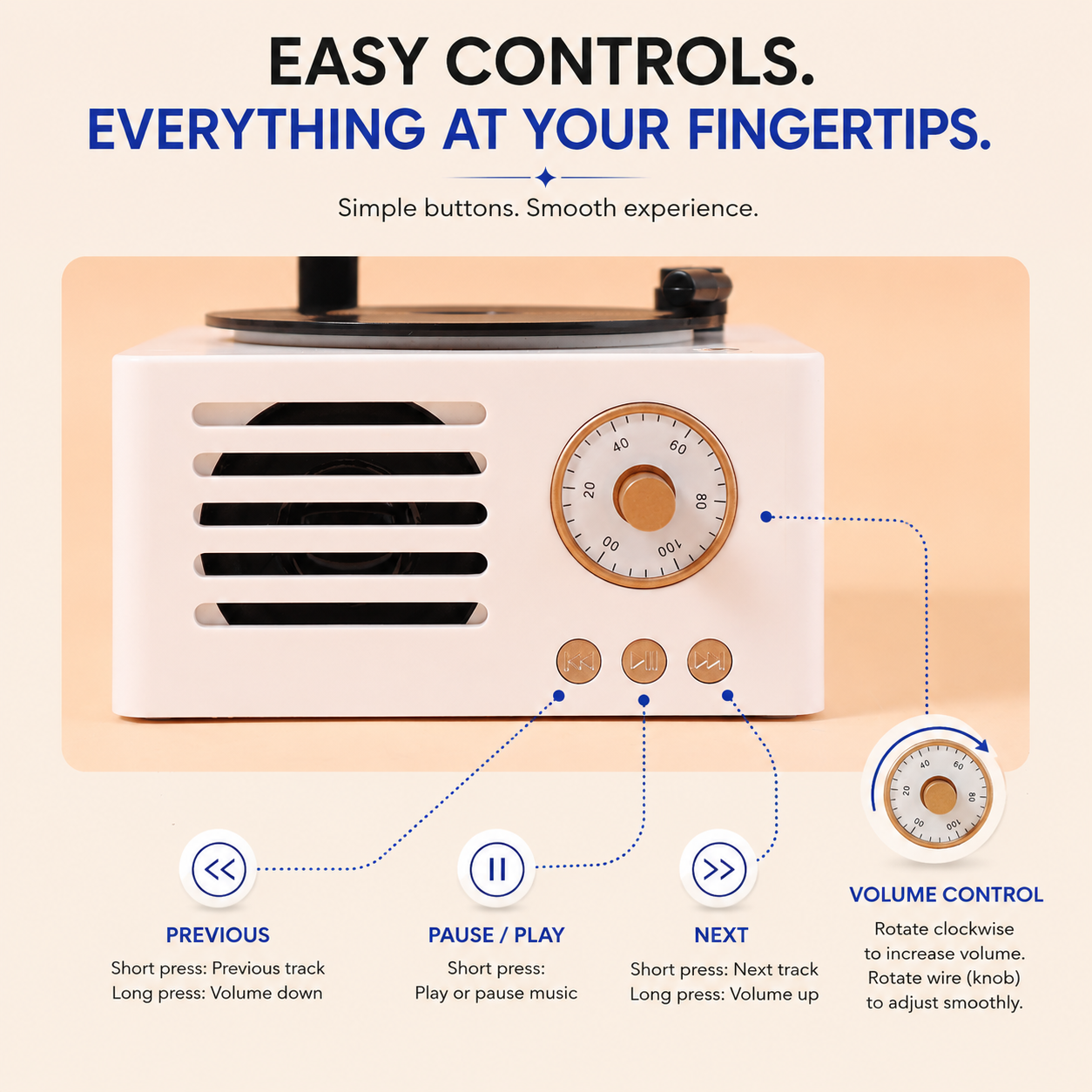Classic Retro Gramophone Bluetooth Speaker with FM Radio