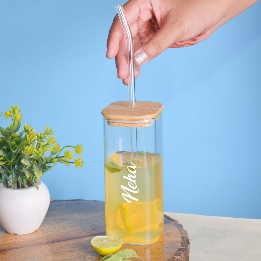 Glass Tumbler With Straw