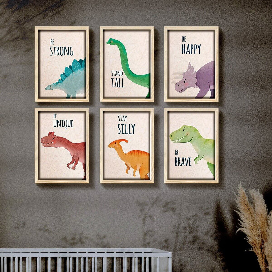 Dino Wooden Wall Art - Set of 6