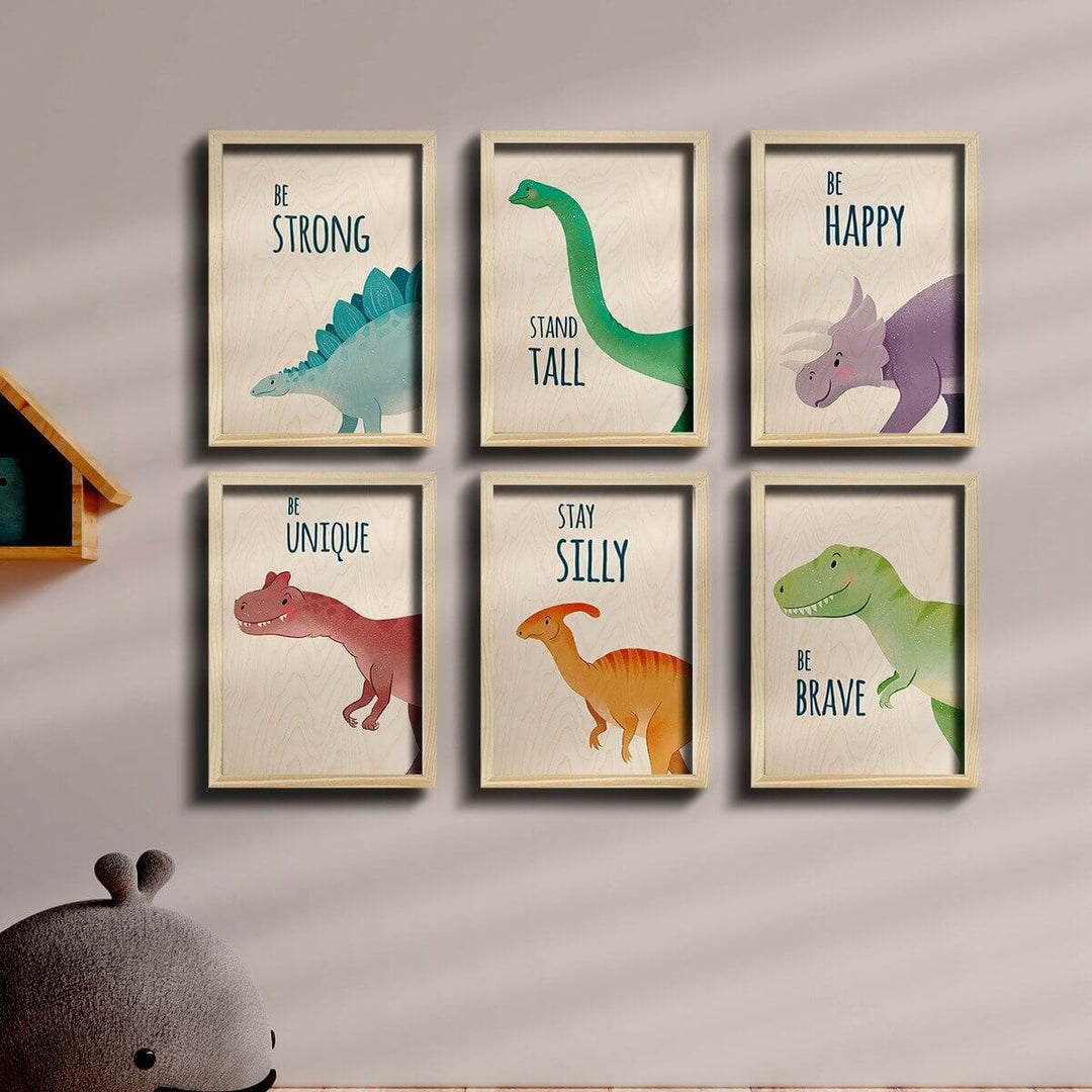 Dino Wooden Wall Art - Set of 6