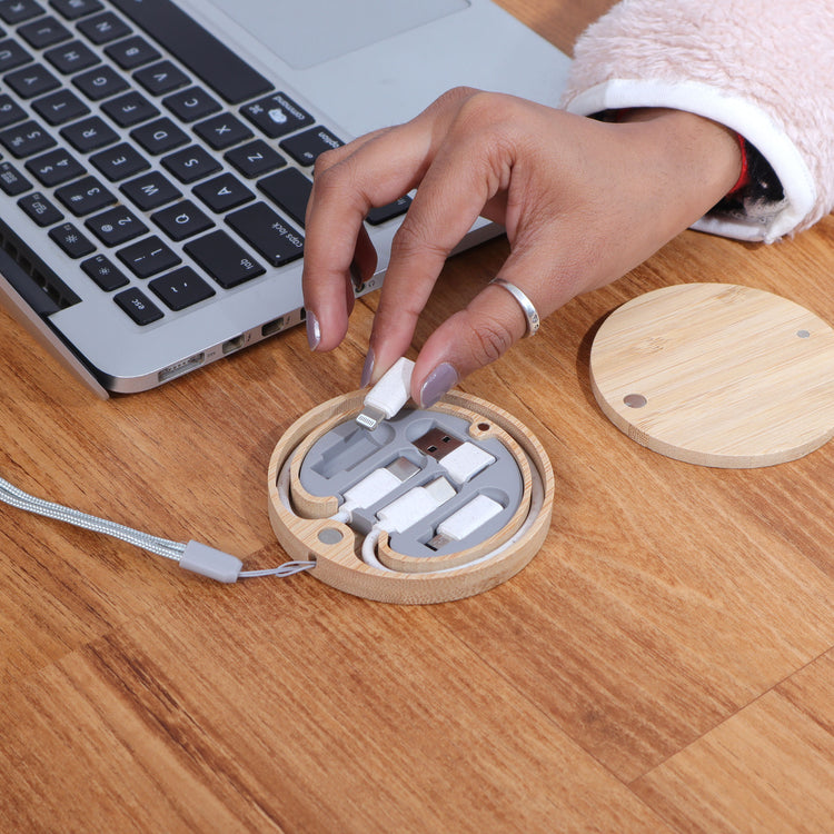 Podset Cable EcoCharge Pod - Bamboo Multi-Device USB Charging Cable Kit – Bigsmall.in