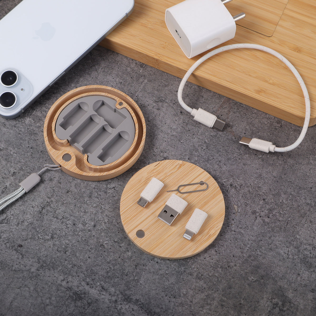 Podset Cable EcoCharge Pod - Bamboo Multi-Device USB Charging Cable Kit – Bigsmall.in