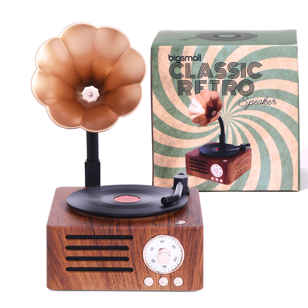 Retro Gramophone Bluetooth Speaker with Rotating Disc –