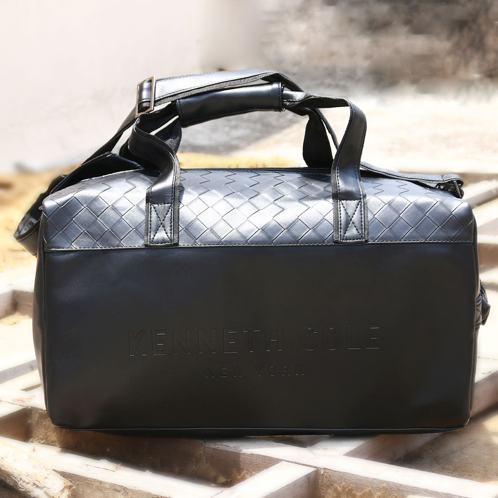 kenneth cole men's leather travel bag Kenneth Cole NoirGrid Luxe Duffel Bag