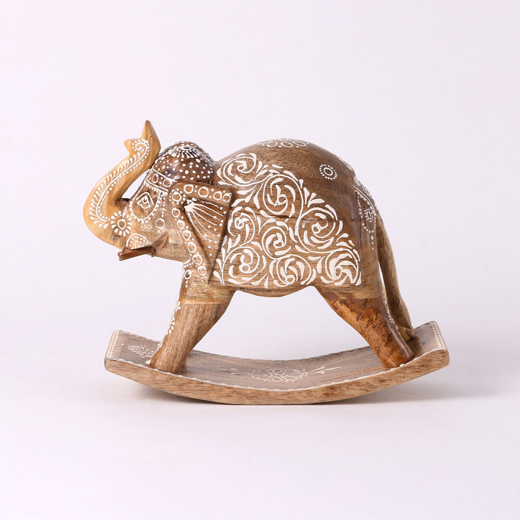 Regal Rocking Elephant – Handcrafted Wooden Décor