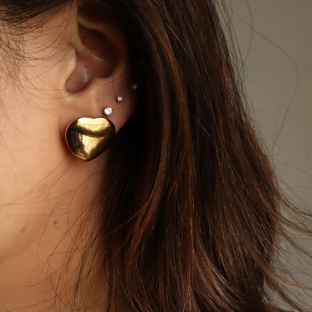 Classic Heart 18K Gold Plated Earrings