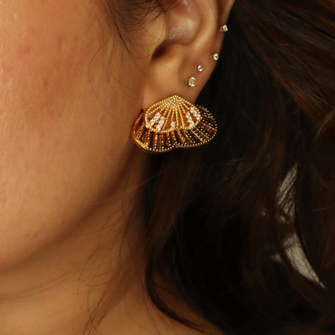 Butterfly Wings Studded 18K Gold Plated Earrings