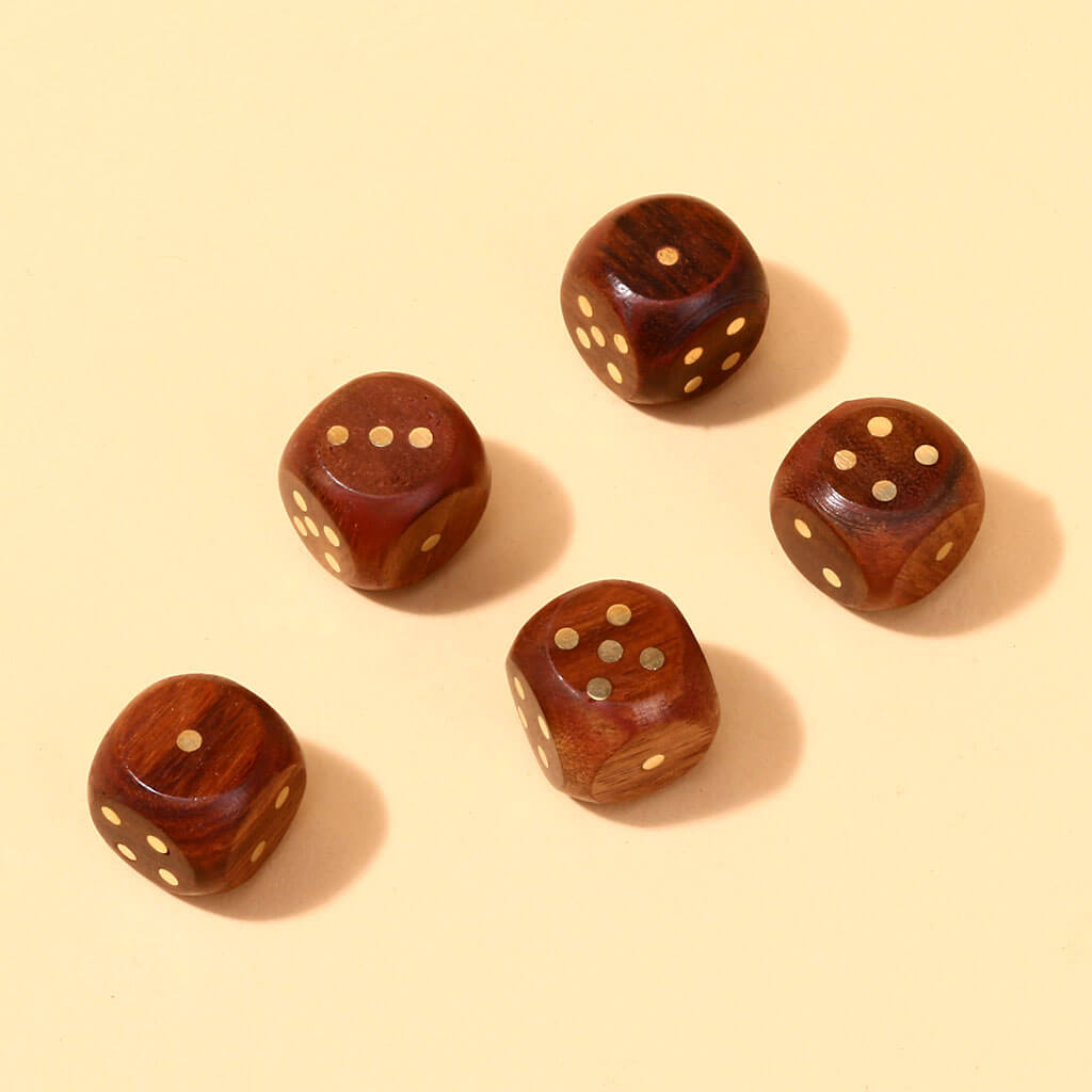 Wooden Box With Dice Set