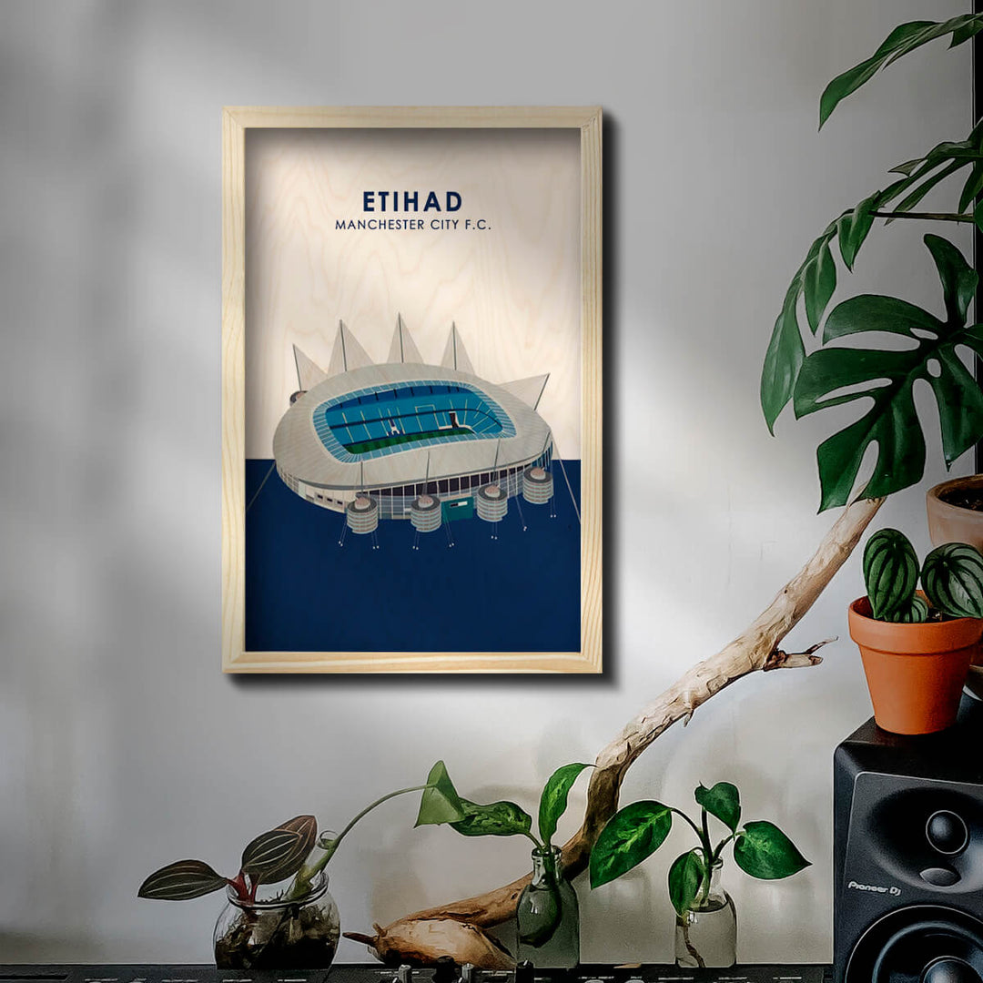 Manchester City Etihad Stadium Wooden Wall Art