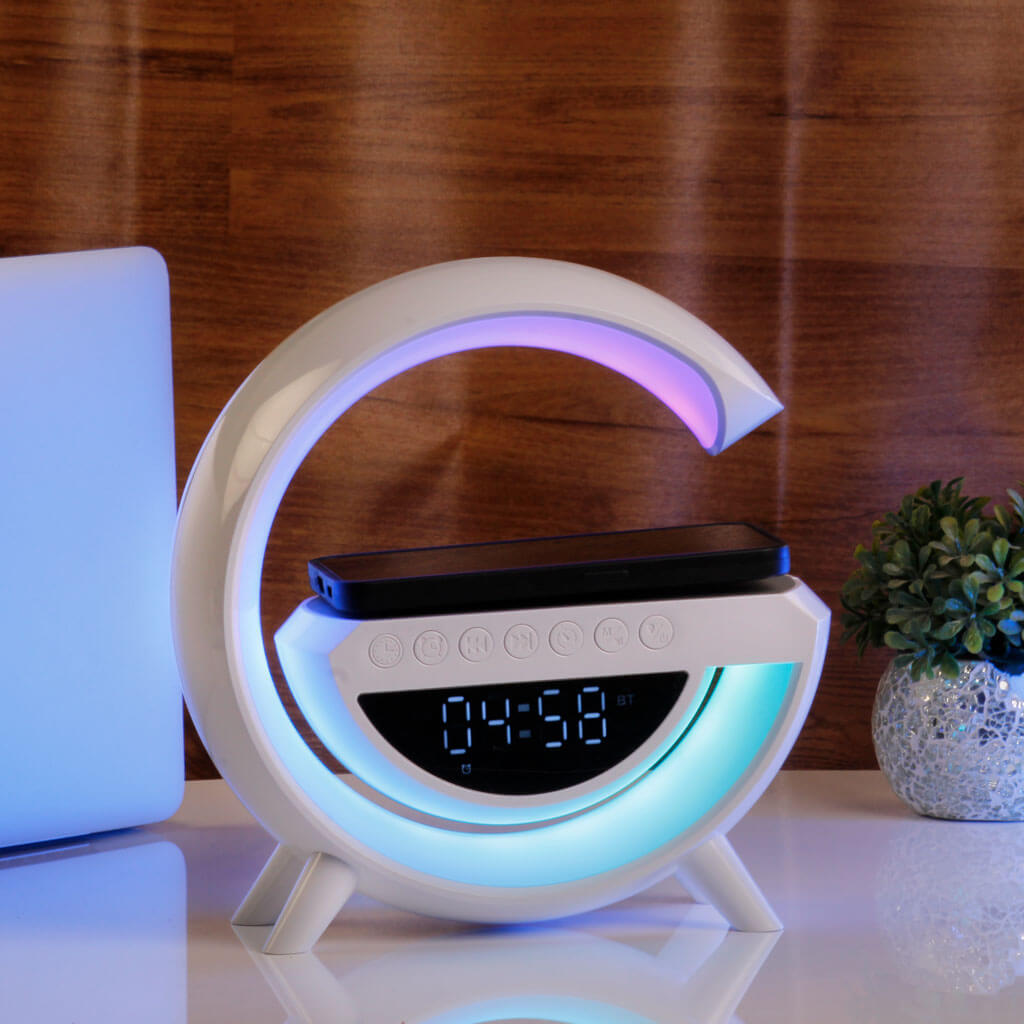 G Lamp with Speaker, Clock and Wireless Charger