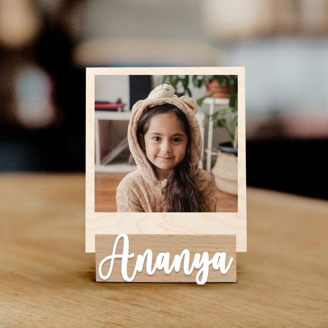 Personalized Wooden Polaroid With Name Base