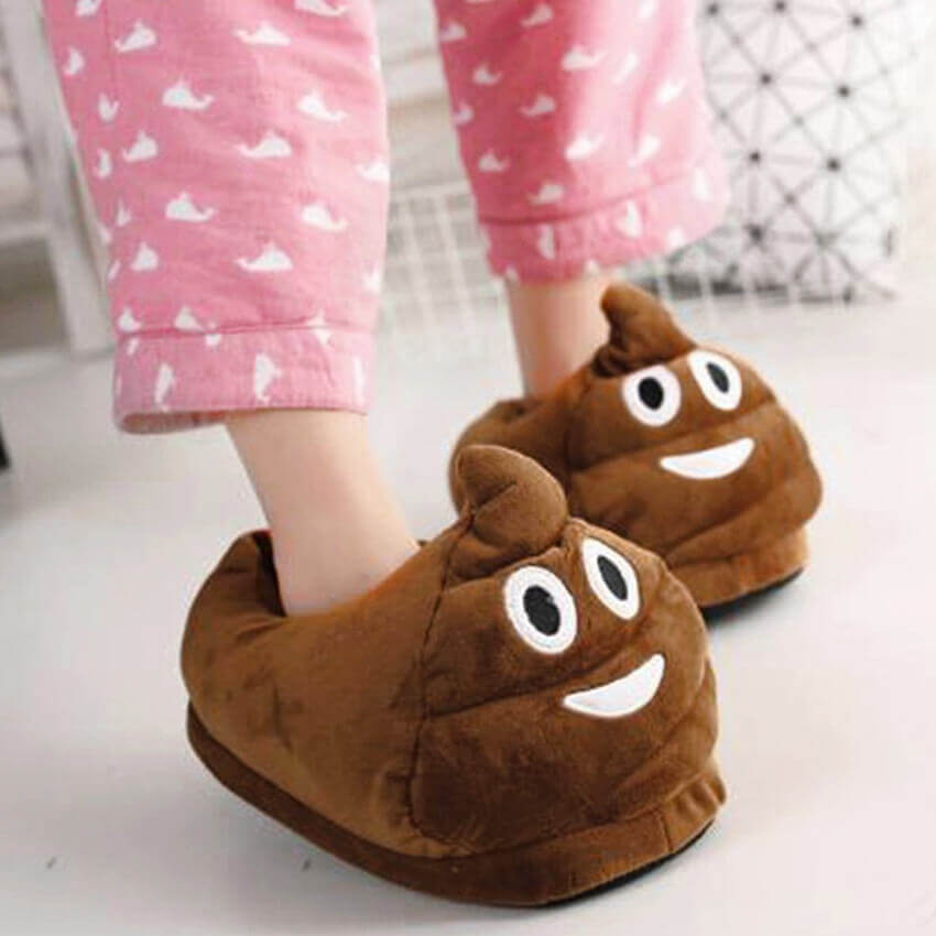 Poop Emoji Plush Slippers