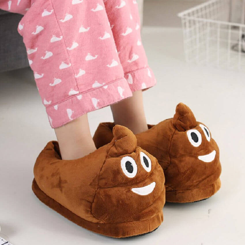 Poop Emoji Plush Slippers