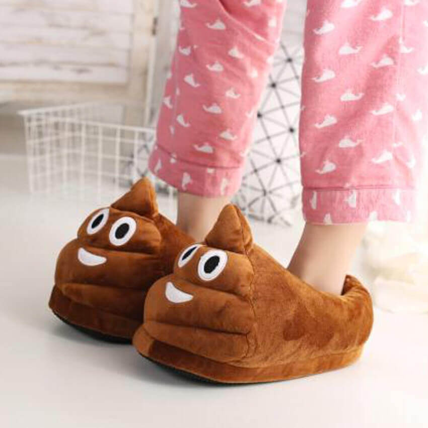 Poop Emoji Plush Slippers