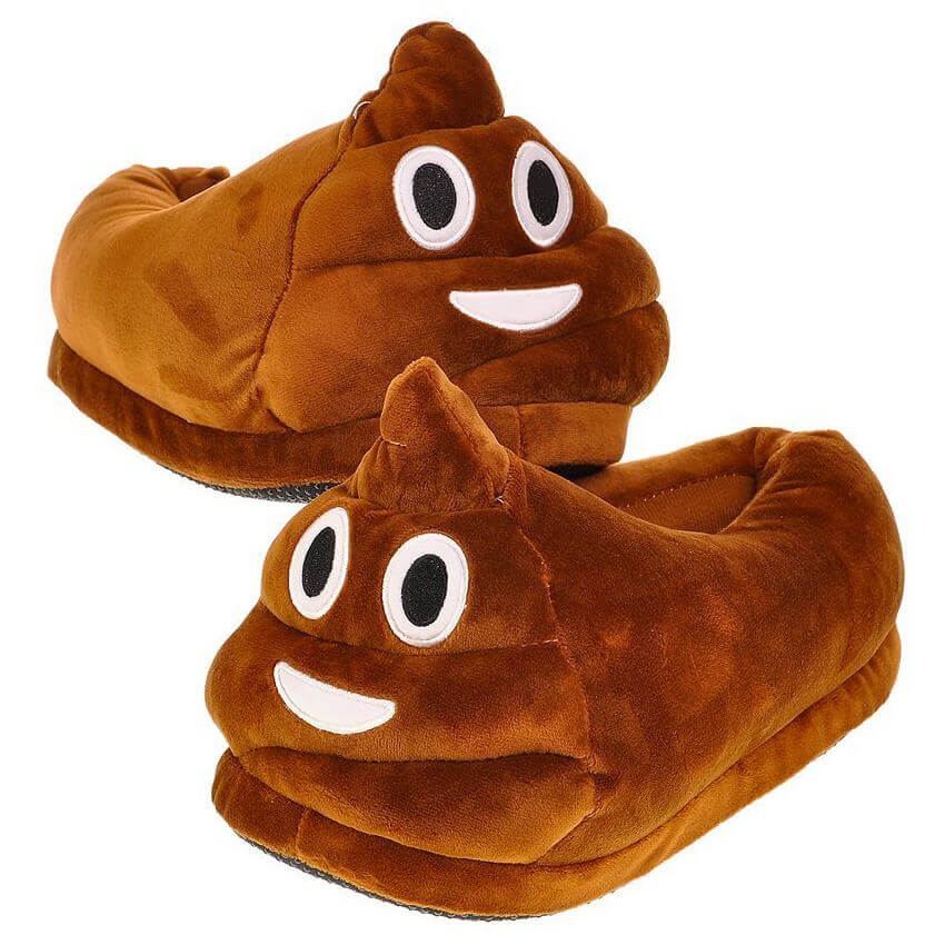 Poop Emoji Plush Slippers