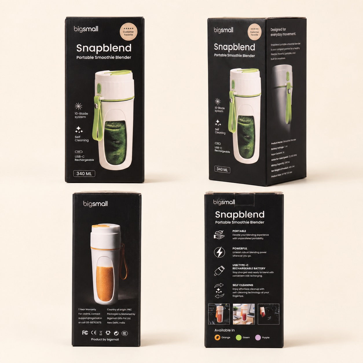 SnapBlend Portable Smoothie Blender- Green
