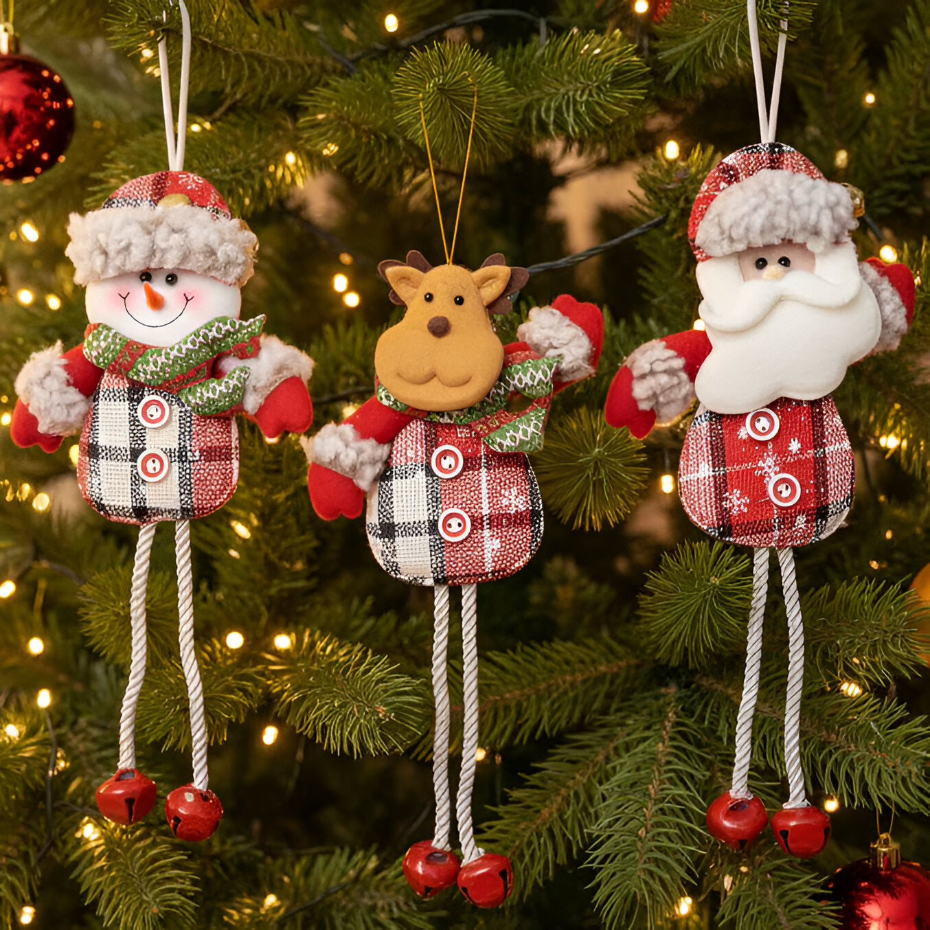 Set of 3 Christmas Ornaments – Santa, Reindeer & Snowman