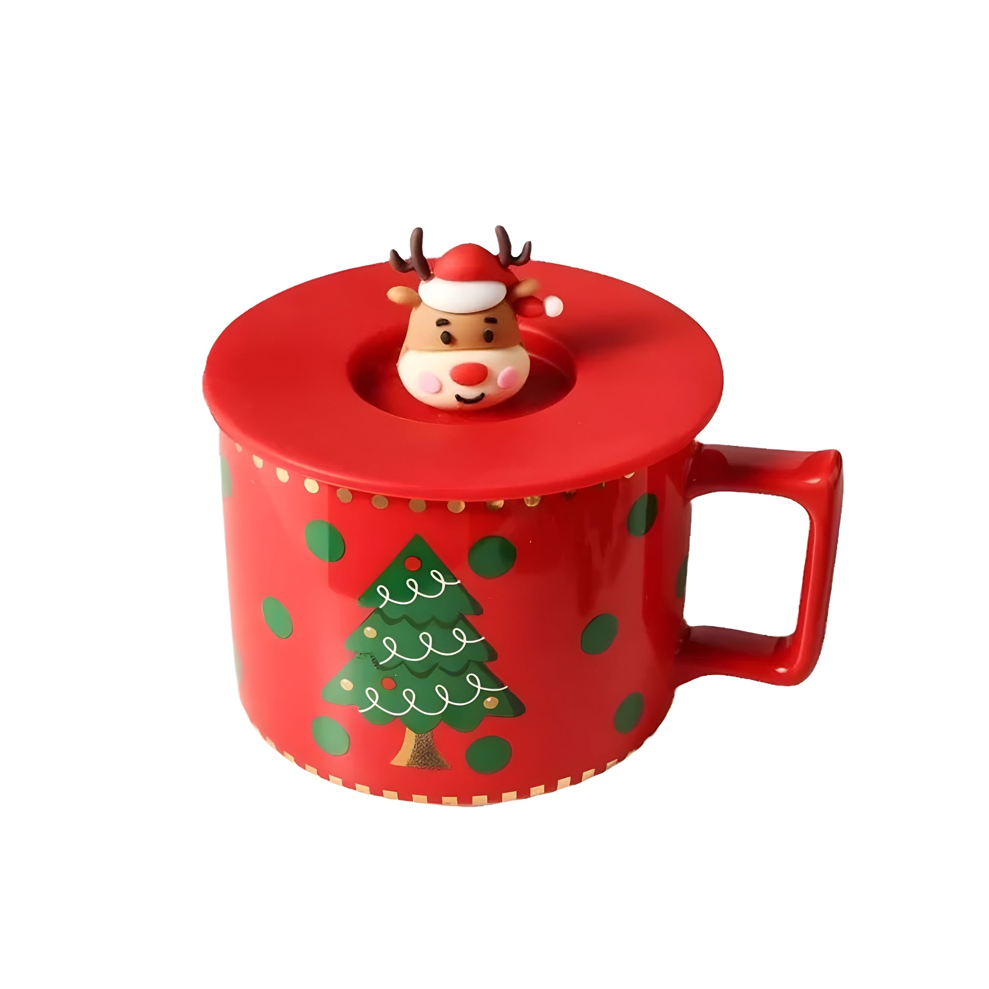 Christmas Ceramic Mug Set with 3D Lid