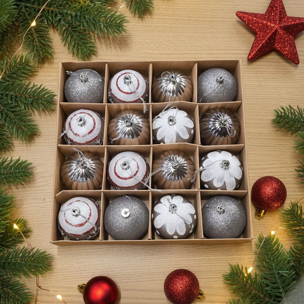 Christmas Tree Bauble Ornament Set – Pack of 16