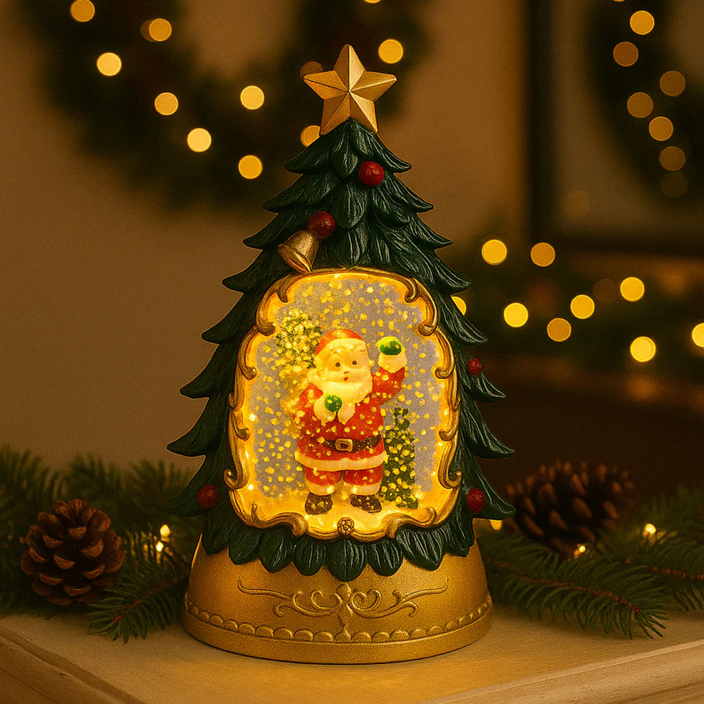 LED Christmas Snow Tree Light with Glitter Effect