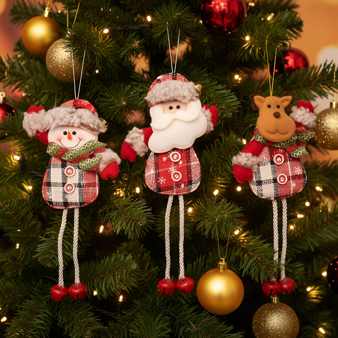 Set of 3 Christmas Ornaments – Santa, Reindeer & Snowman