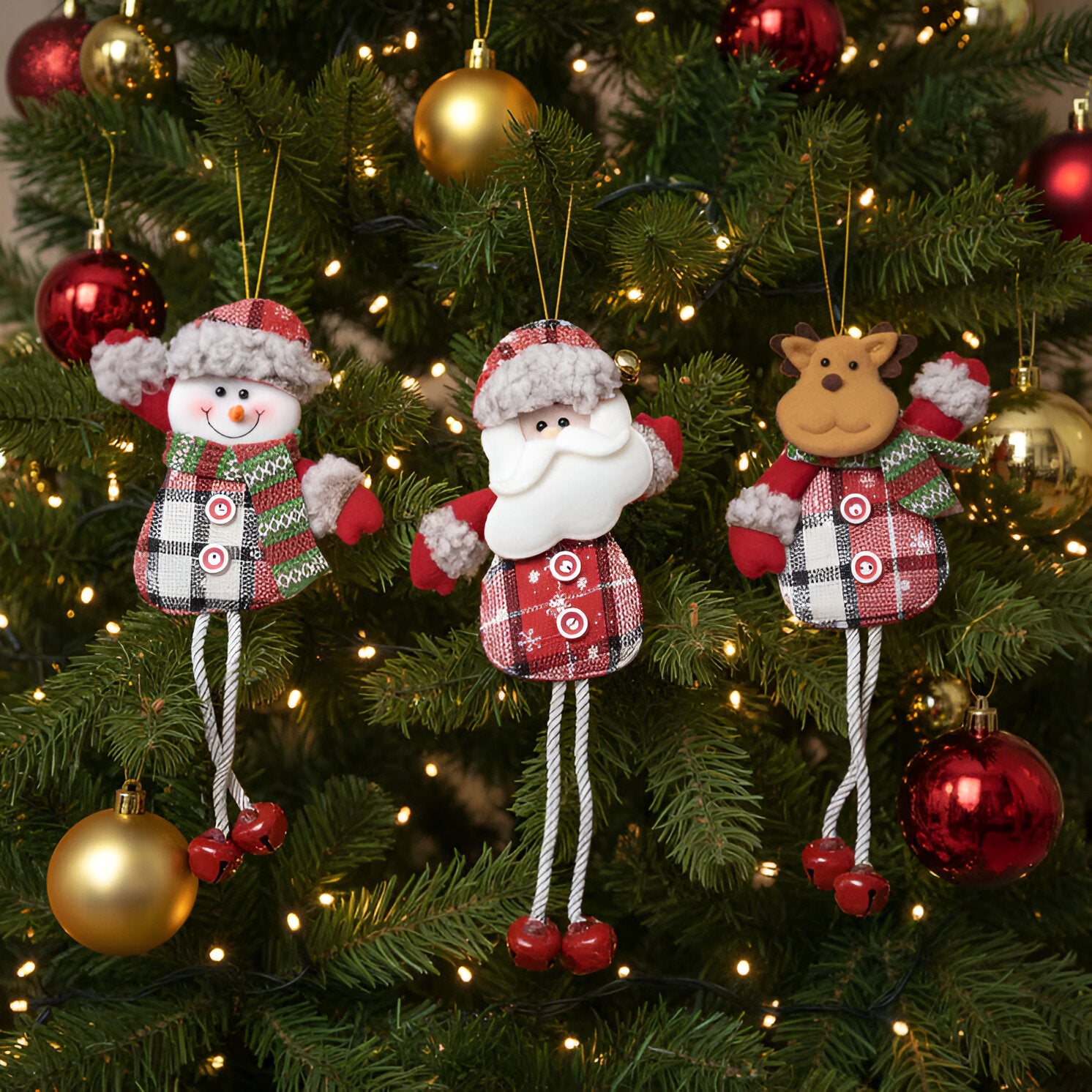 Set of 3 Christmas Ornaments – Santa, Reindeer & Snowman