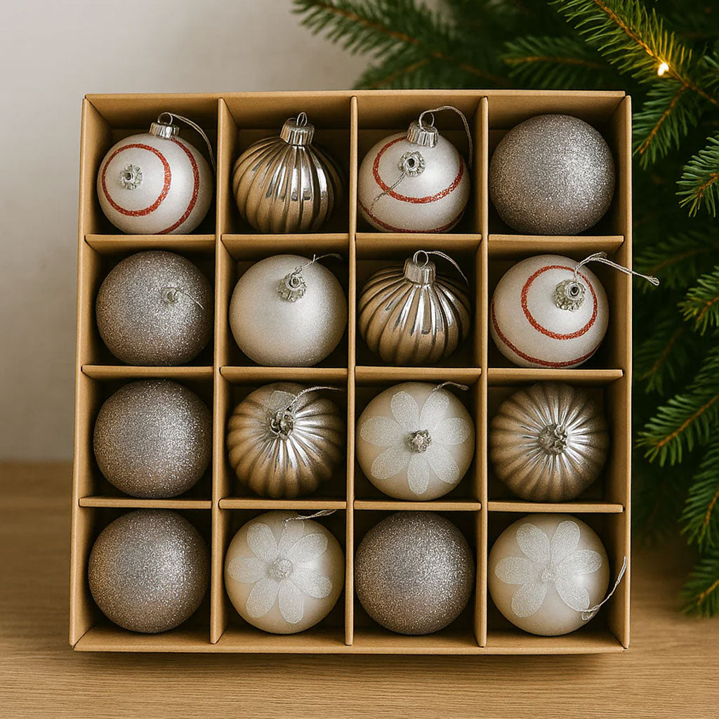 Christmas Tree Bauble Ornament Set – Pack of 16