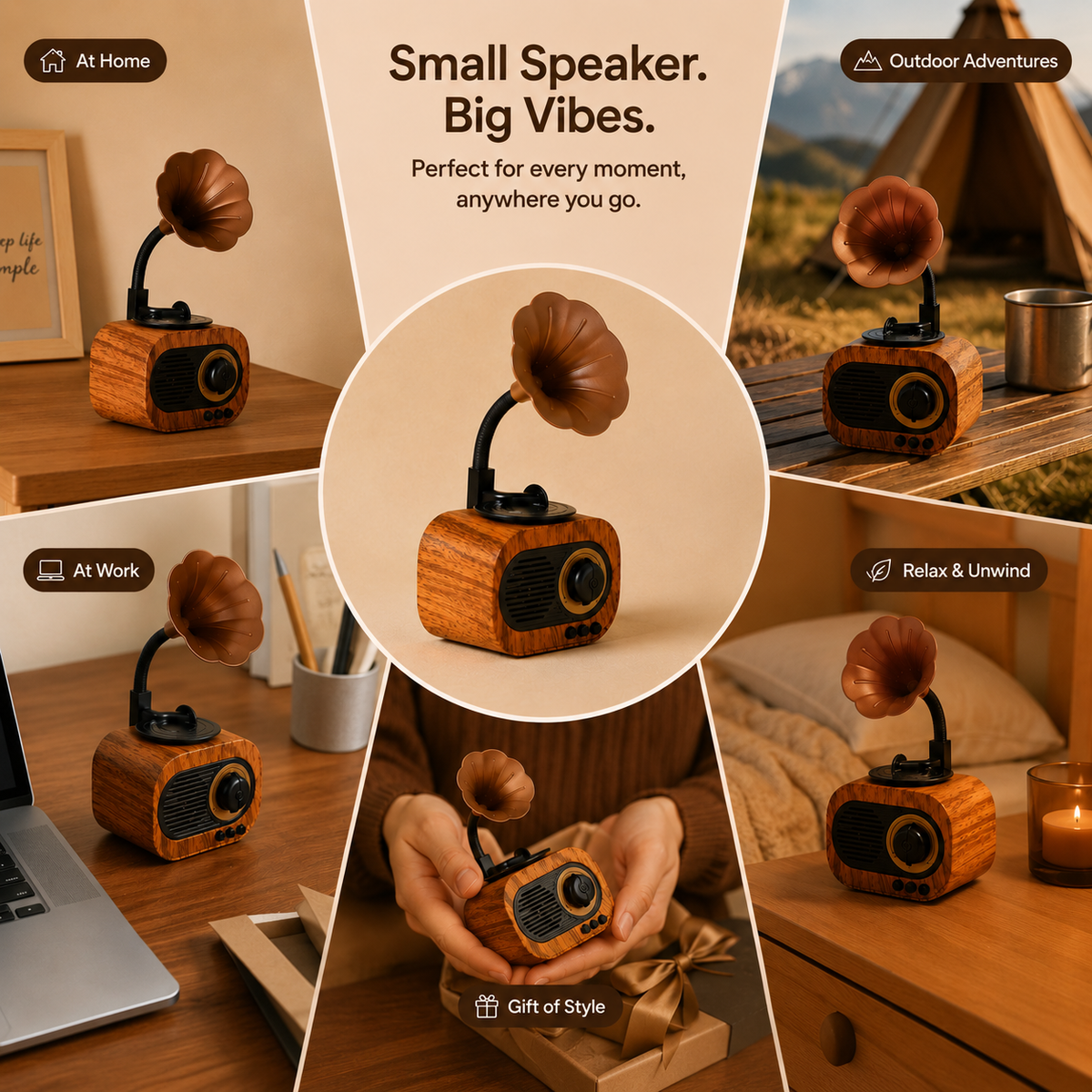 Vintage Gramophone Bluetooth Speaker