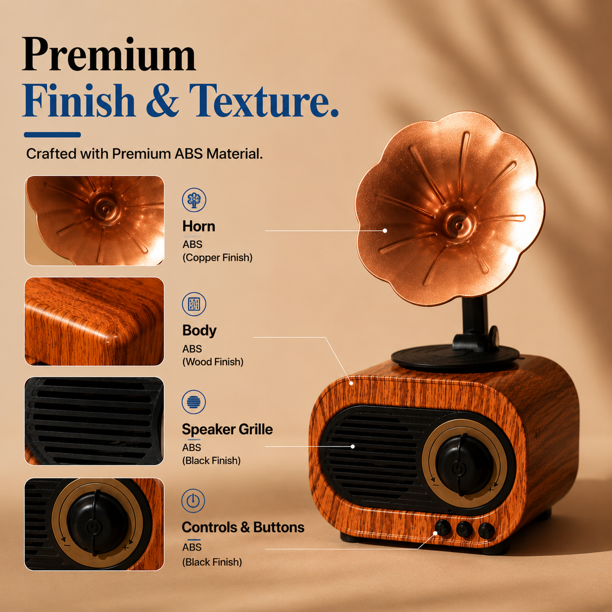 Vintage Gramophone Bluetooth Speaker
