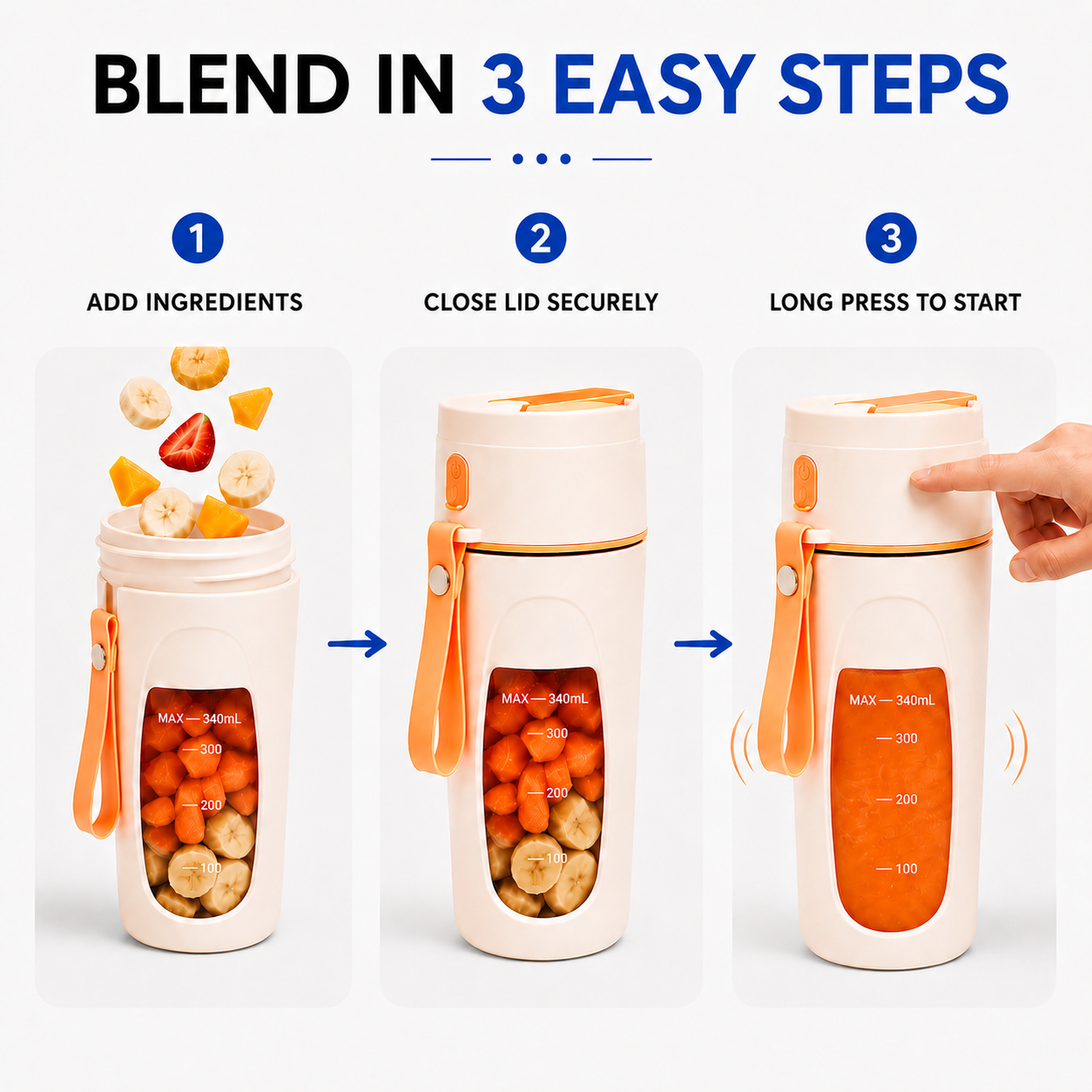 SnapBlend Portable Smoothie Blender- Orange