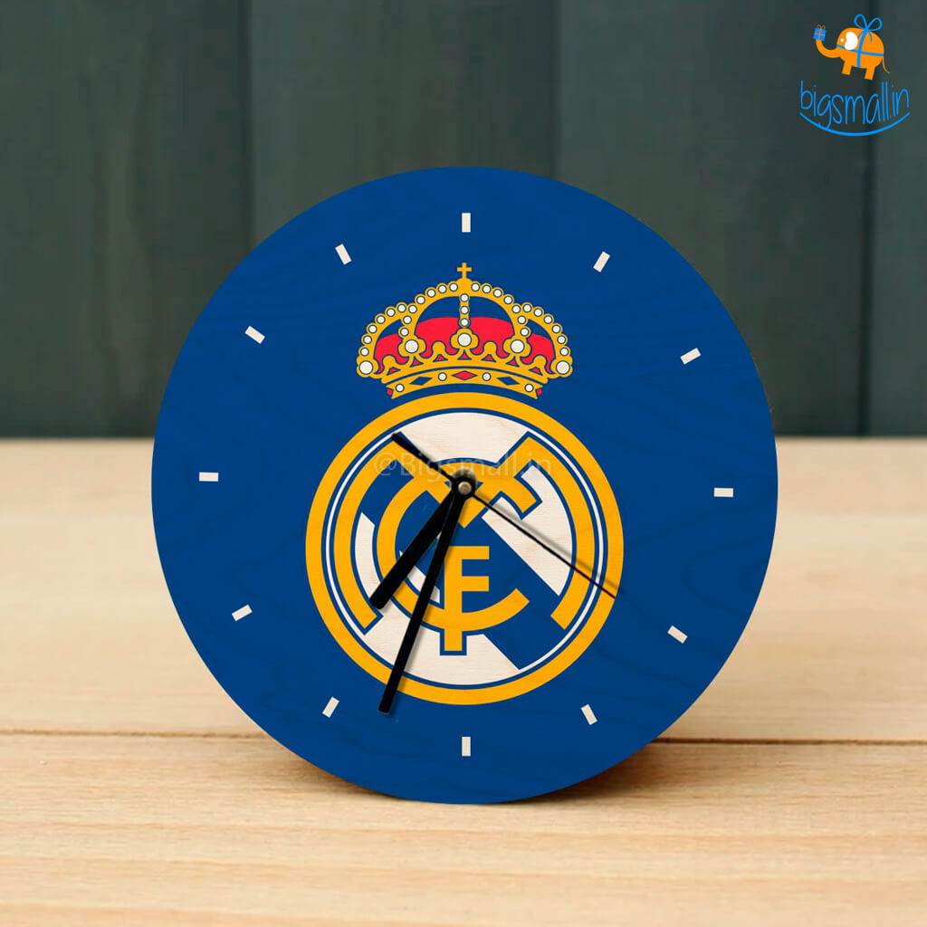 Real Madrid Wooden Table Clock