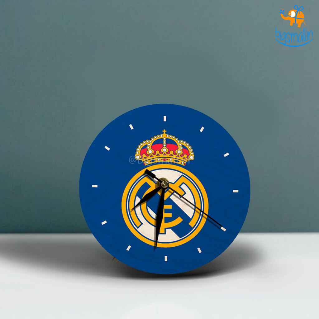 Real Madrid Wooden Table Clock