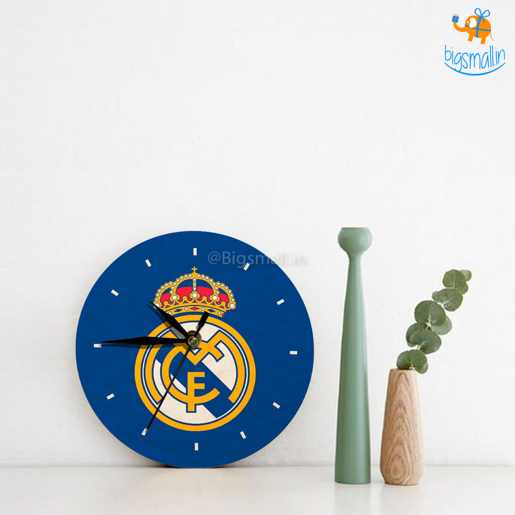 Real Madrid Wooden Table Clock