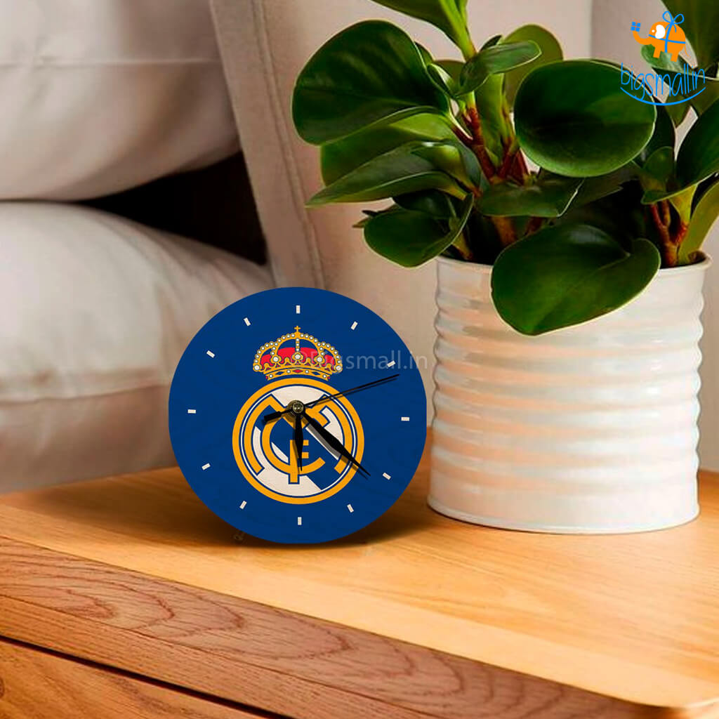 Real Madrid Wooden Table Clock