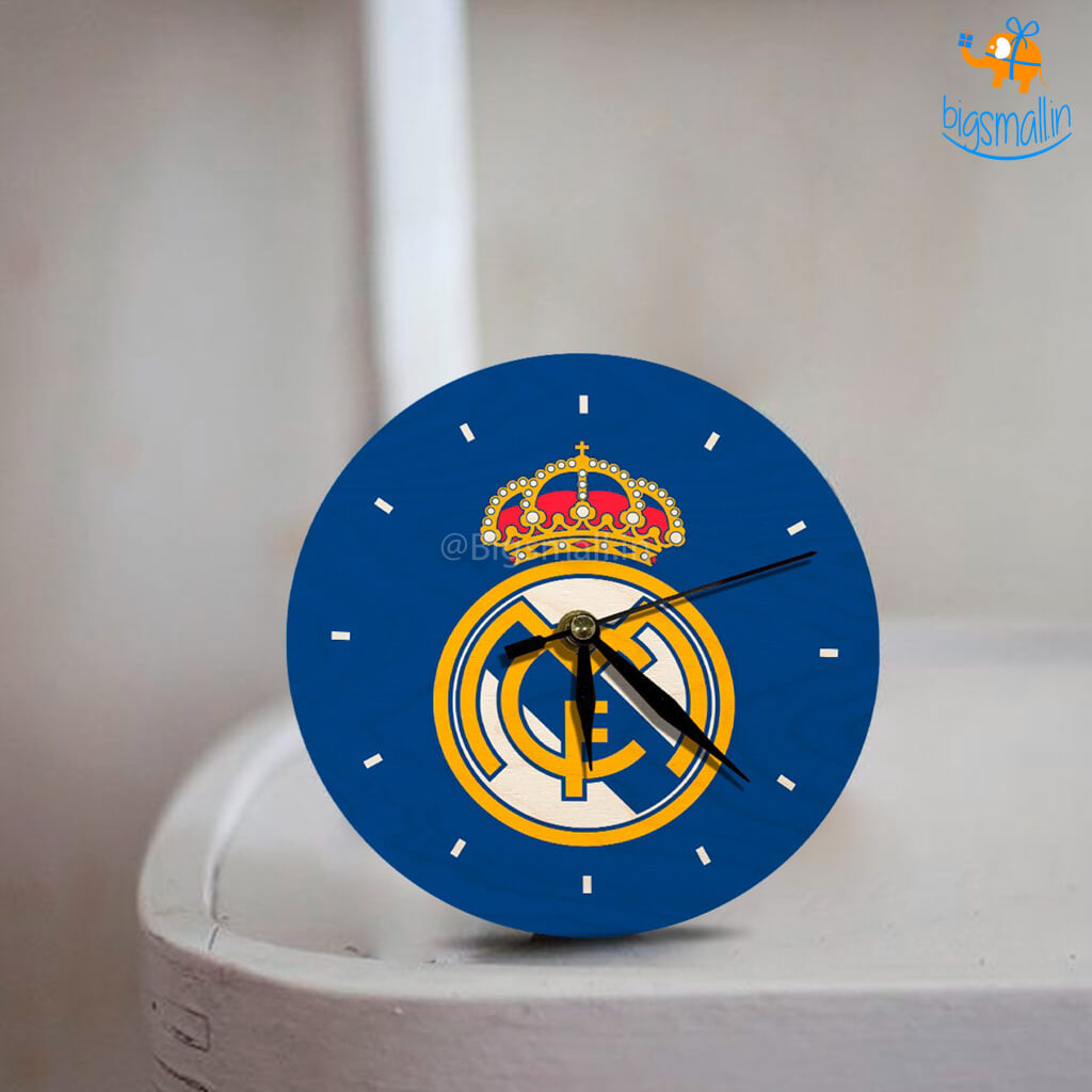 Real Madrid Wooden Table Clock