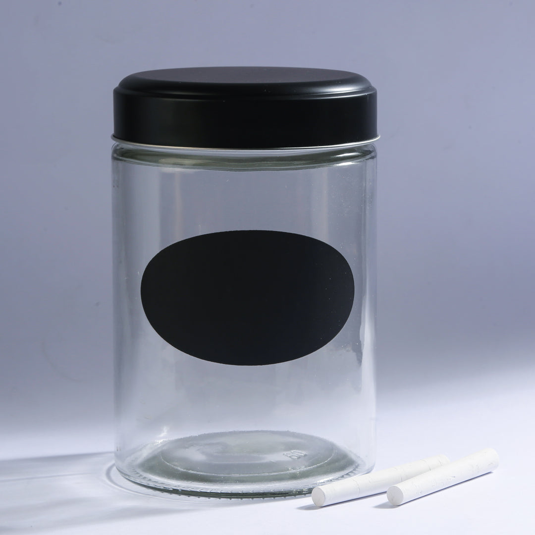 Glass Container With Blackboard Decal