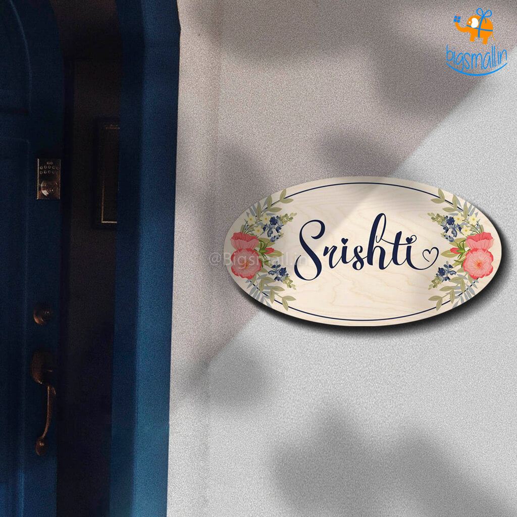 Personalized Floral Oval Name Plate