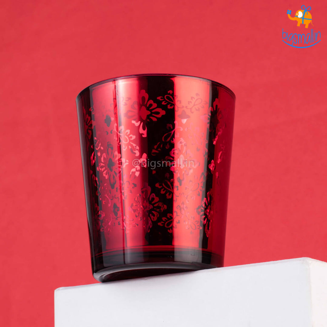 Ruby Red Floral Tumbler Set