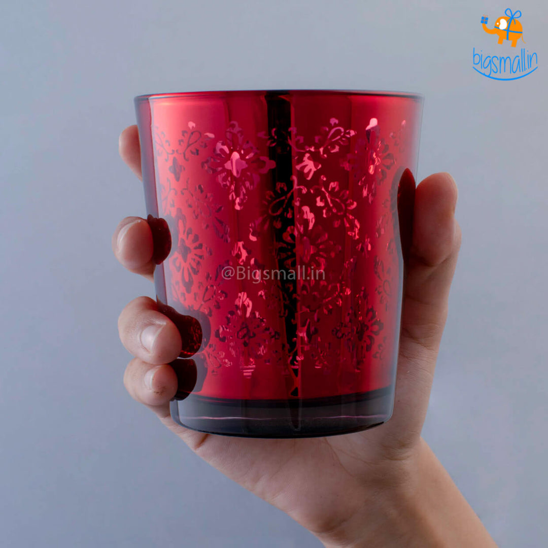 Ruby Red Floral Tumbler Set