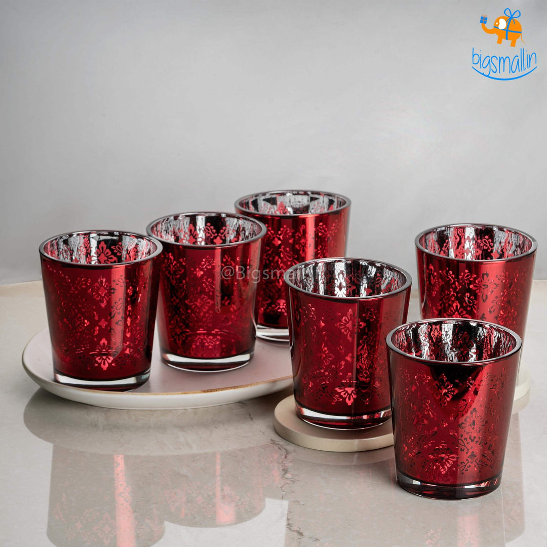 Ruby Red Floral Tumbler Set