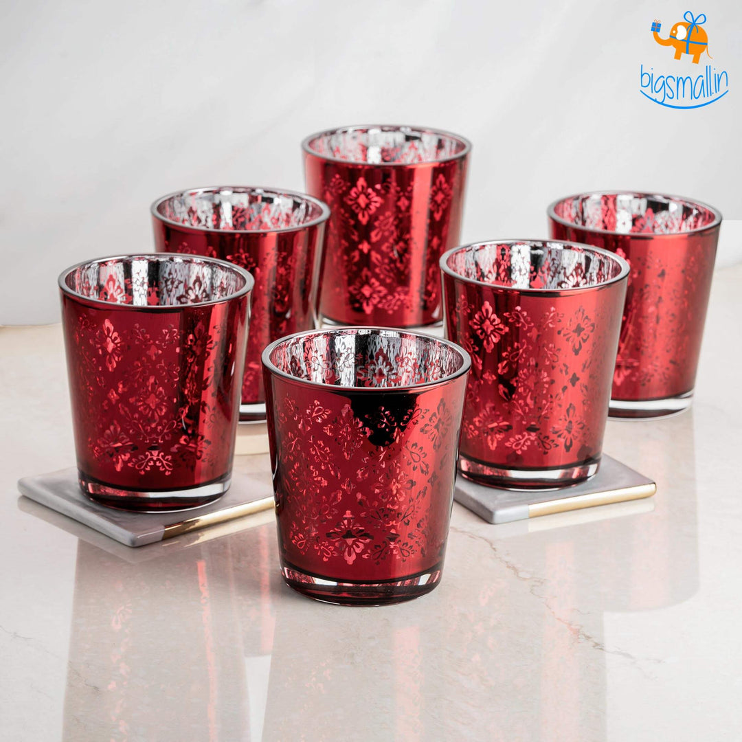 Ruby Red Floral Tumbler Set