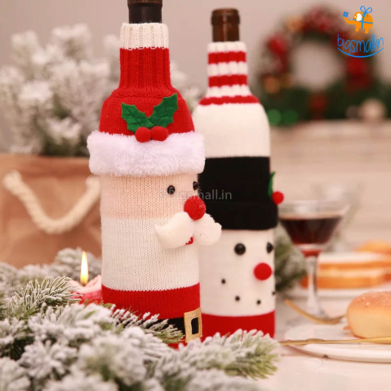 Christmas Knit Wine Bottle Cover - Set of 2