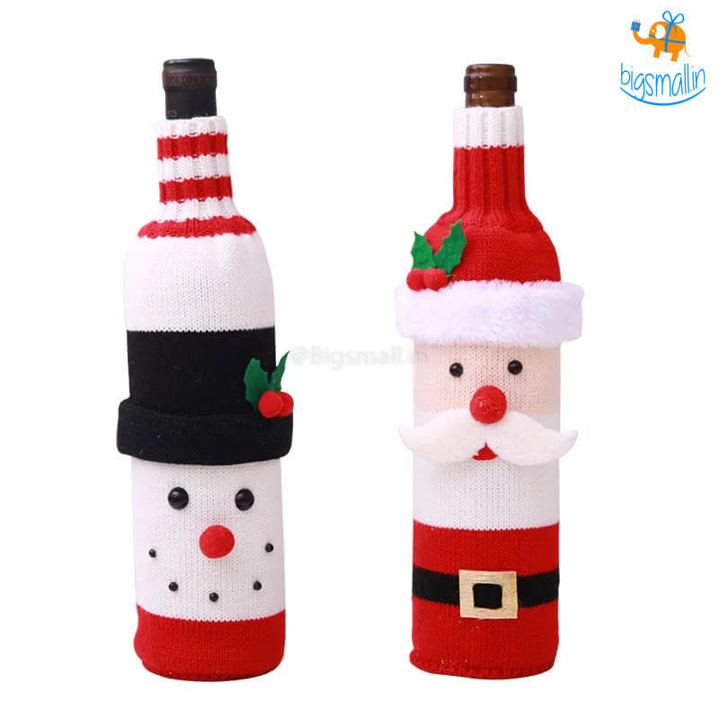 Christmas Knit Wine Bottle Cover - Set of 2